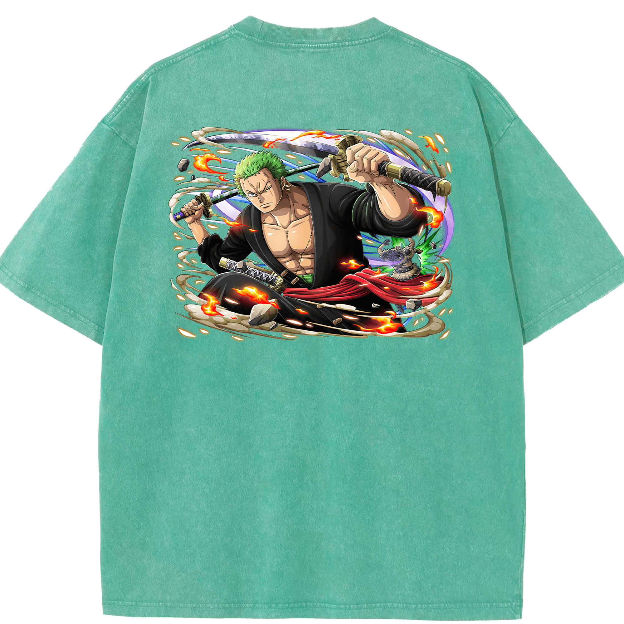 ワンピース ロロノア・ゾロ ONE PIECE Roronoa Zoro 綿100% ヴィンテージ風 半袖Tシャツ（背面プリント）